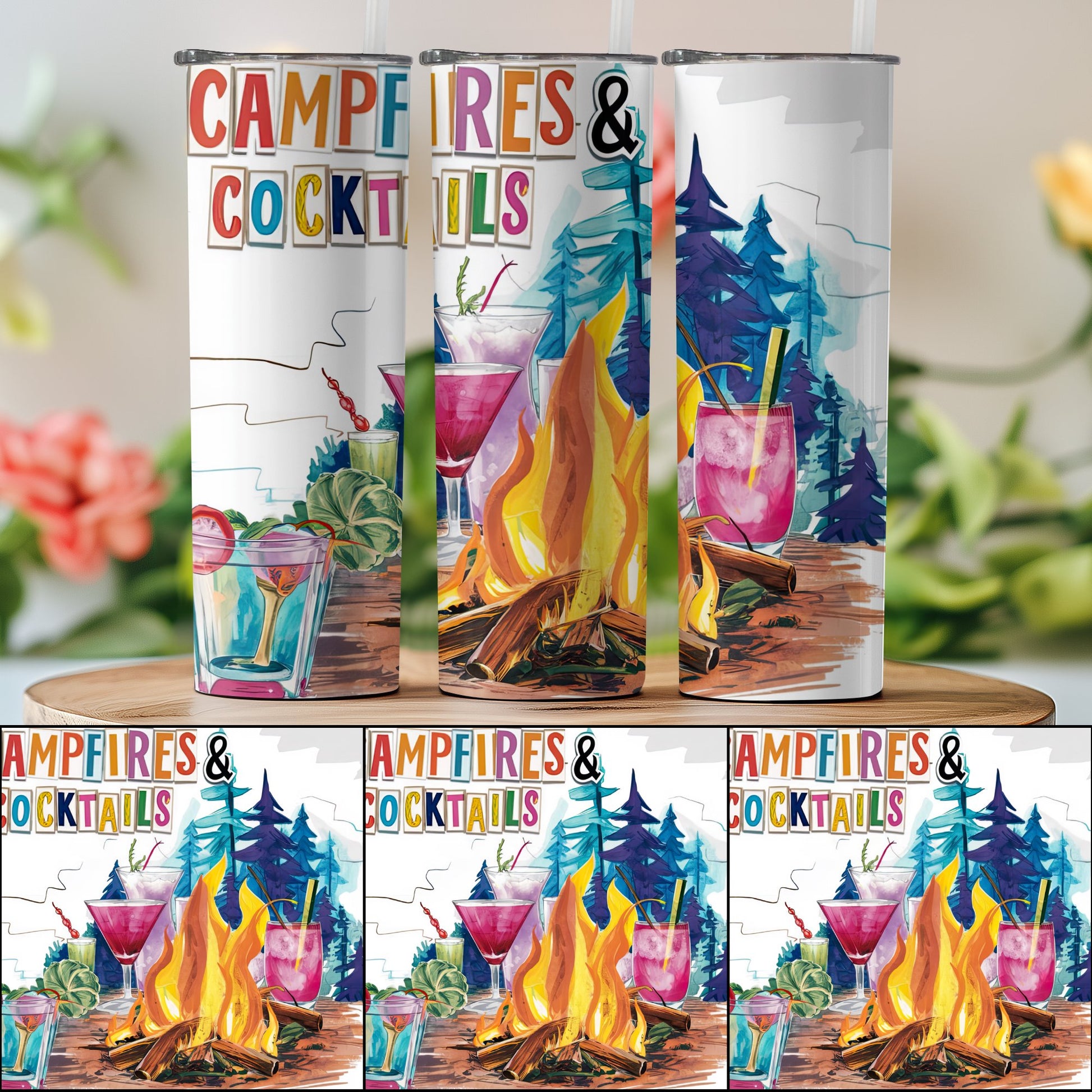 Campfires and Cocktails Artwork Design Tumbler product type
