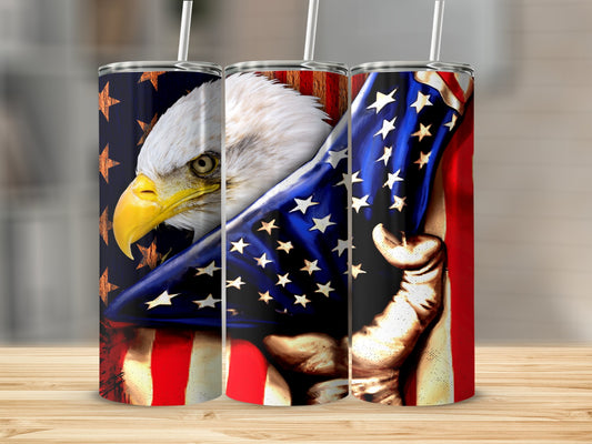 Bald Eagle Patriotic USA Flag Design Tumbler Product