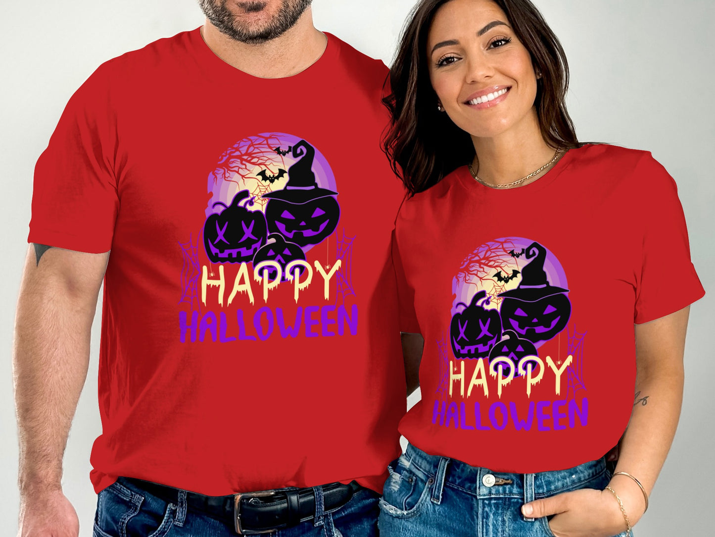 Happy Halloween T-Shirt with Pumpkin Faces product type