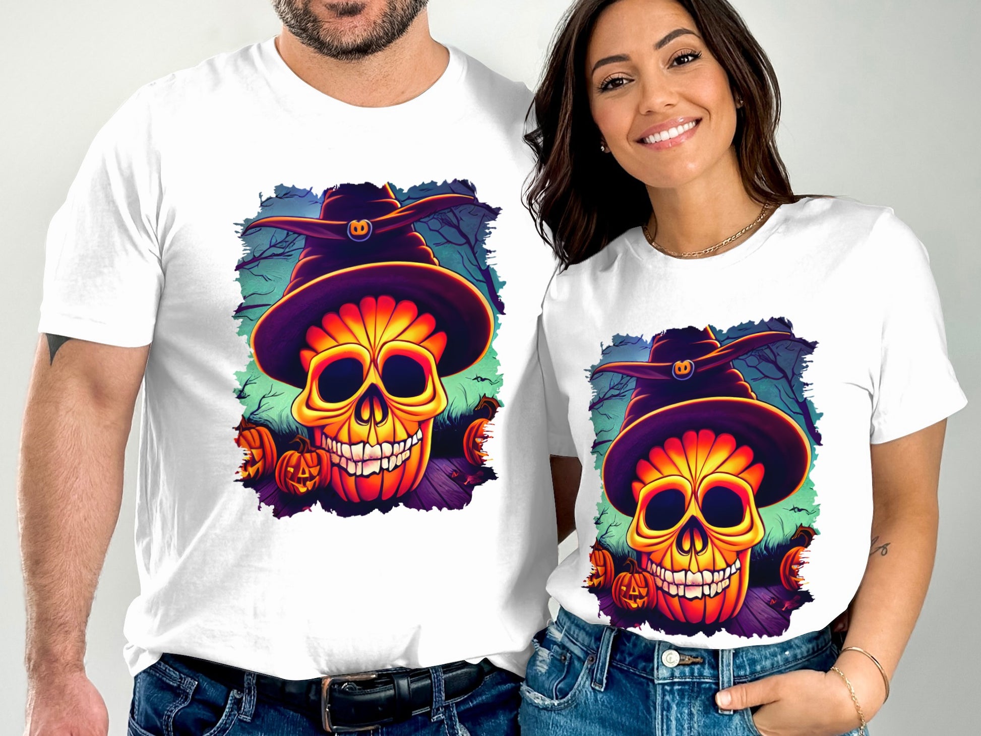 Vibrant Halloween Skull Graphic Print T-Shirt product type