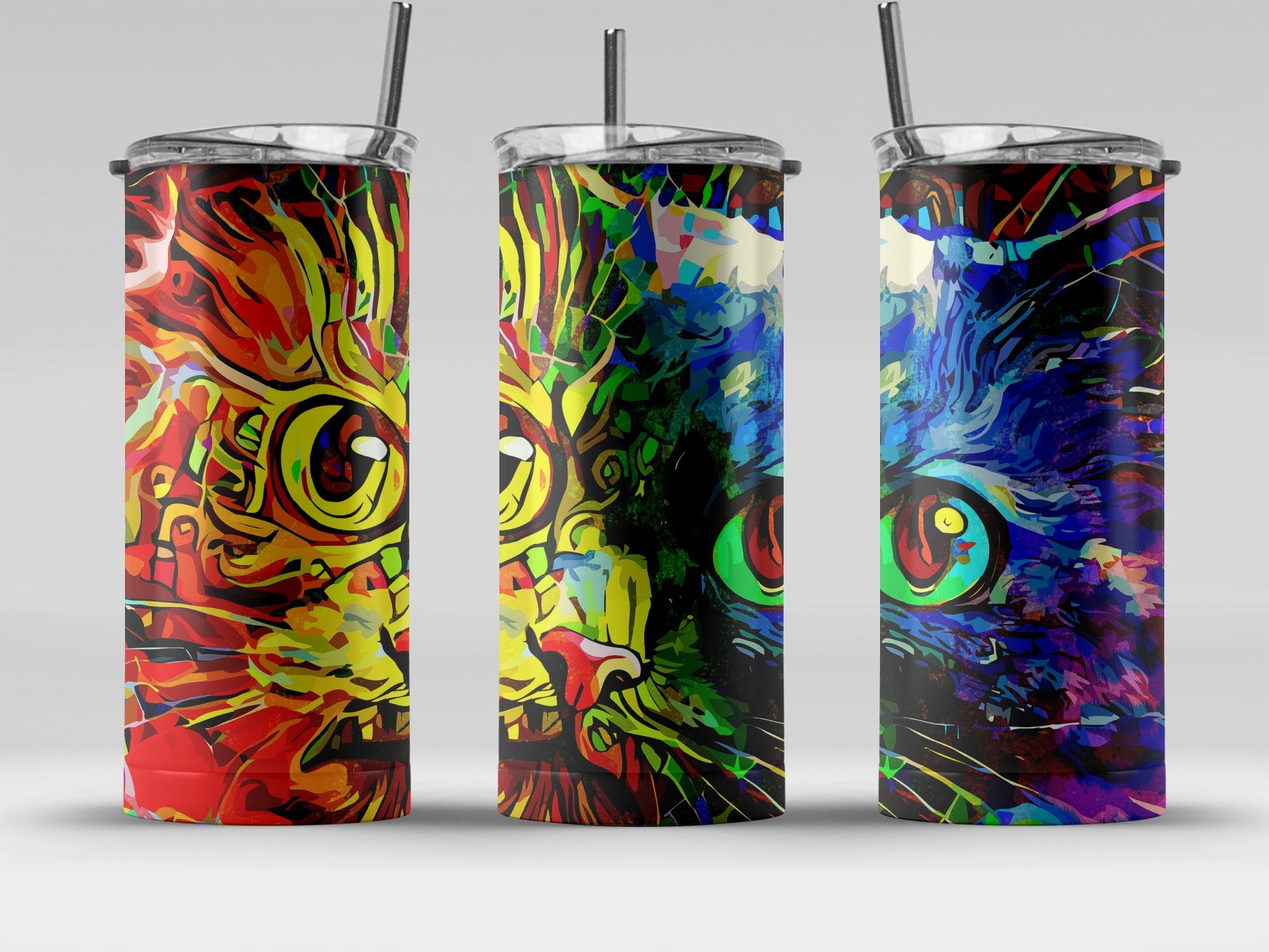 Colorful Abstract Artistic Cat Design Tumbler product