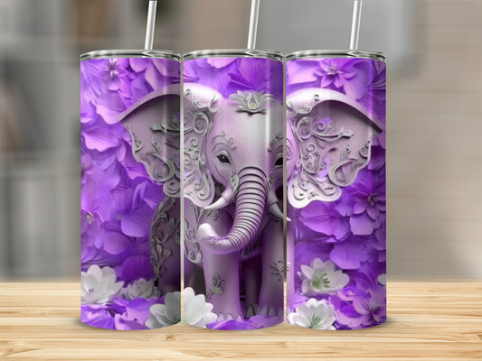 Purple Elephant Floral Print Tumbler Stylish Drinkware product