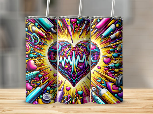 Colorful Heartbeat Medical Art Design Tumbler product
