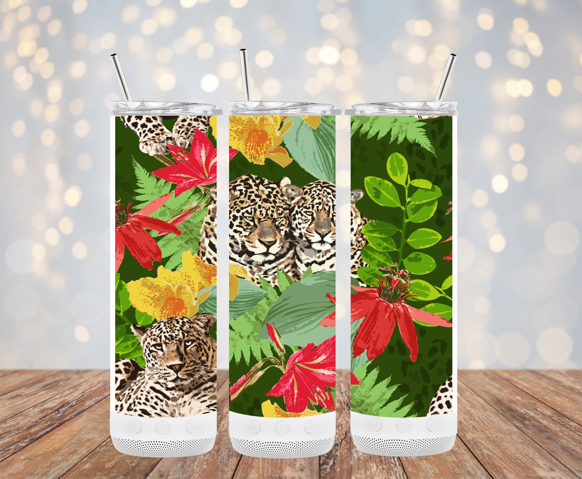 Leopard and Tropical Flowers Vibrant Tumbler product type