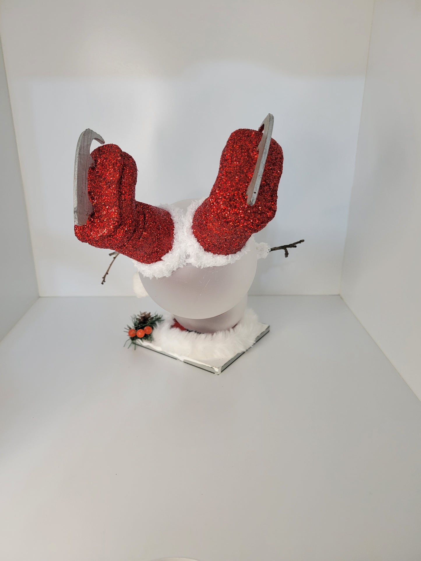 Decorative Upside Down Santa with Red Glitter Boots