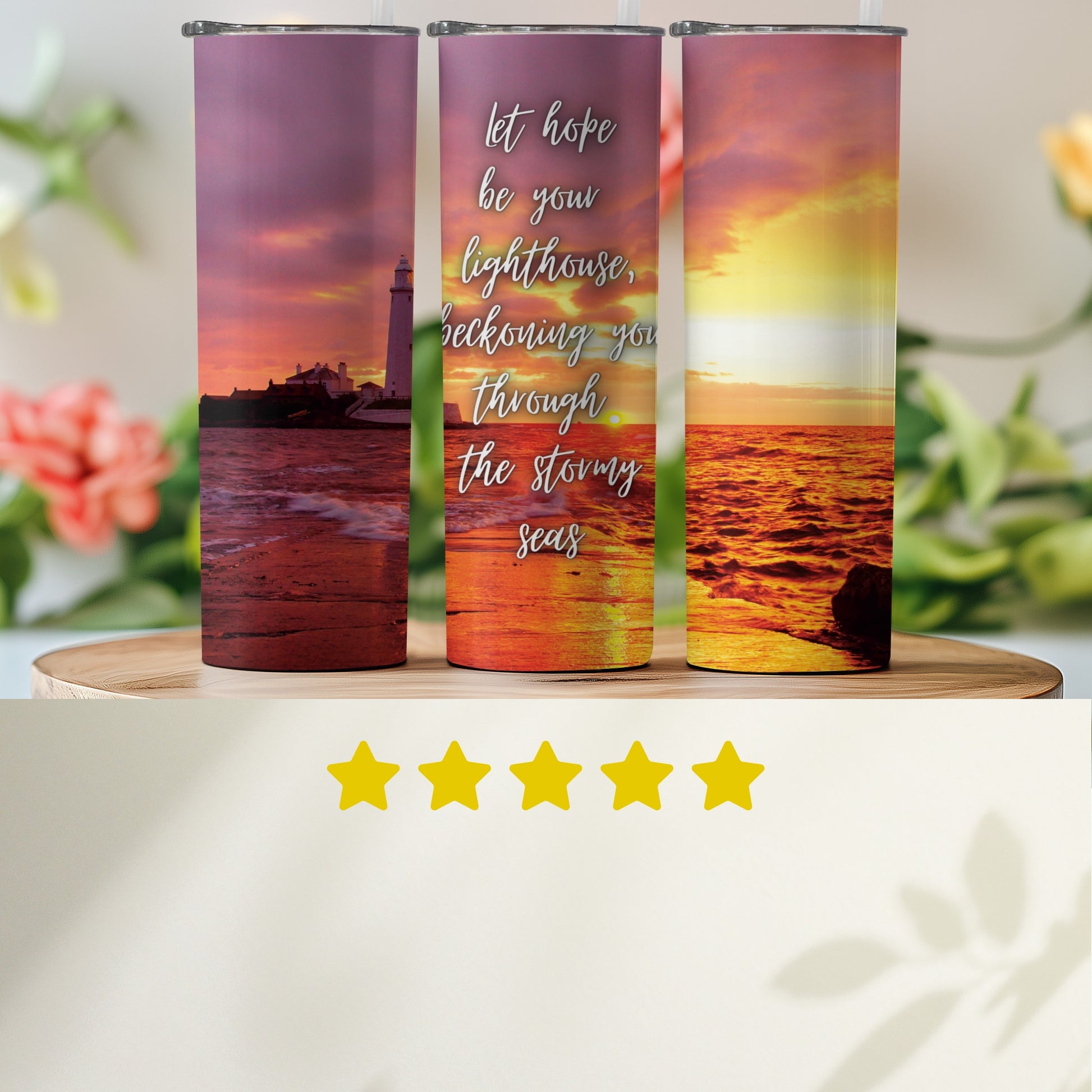 Lighthouse Ocean Sunset Themed Tumbler product