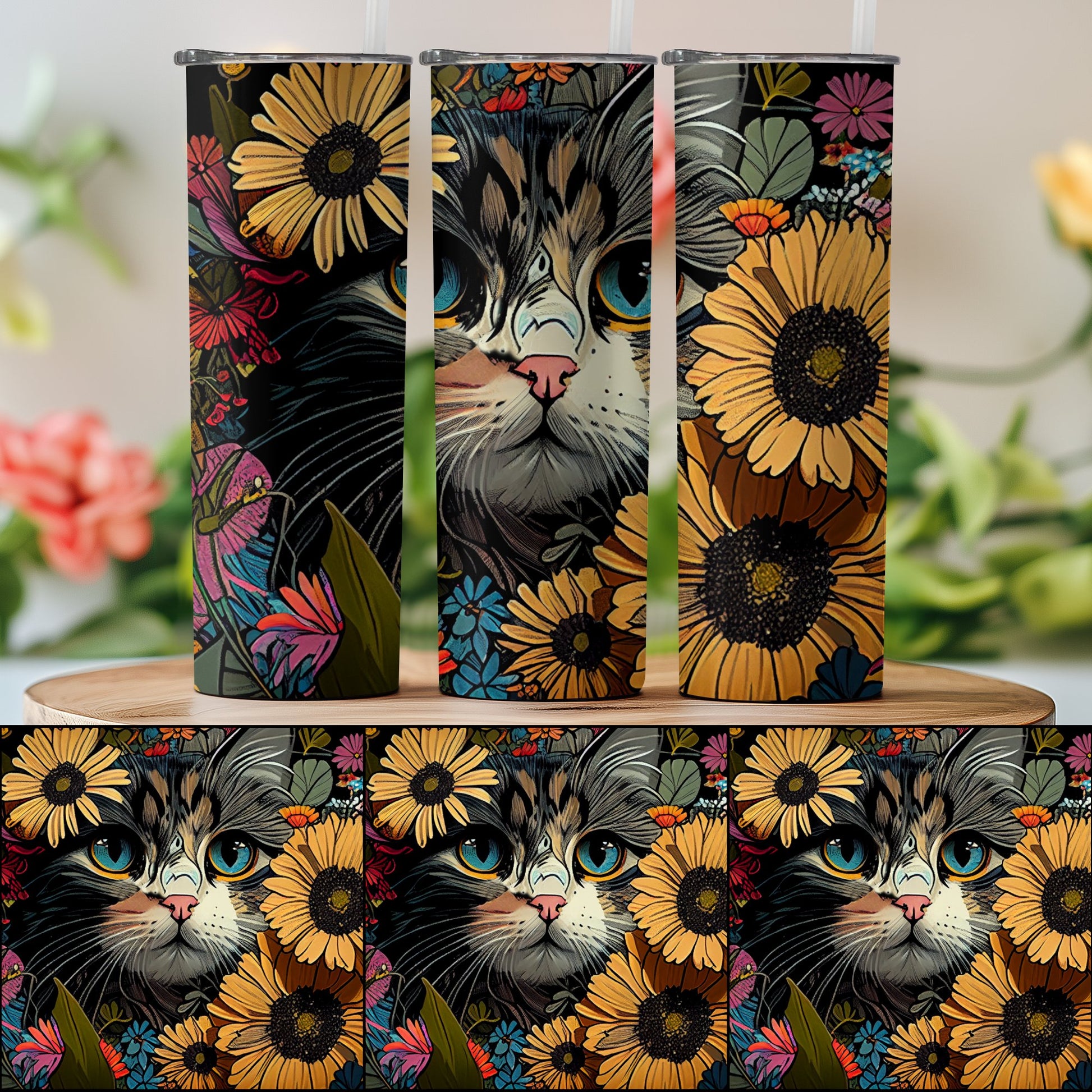 Sunflower and Cat Design Multipurpose Tumbler Product