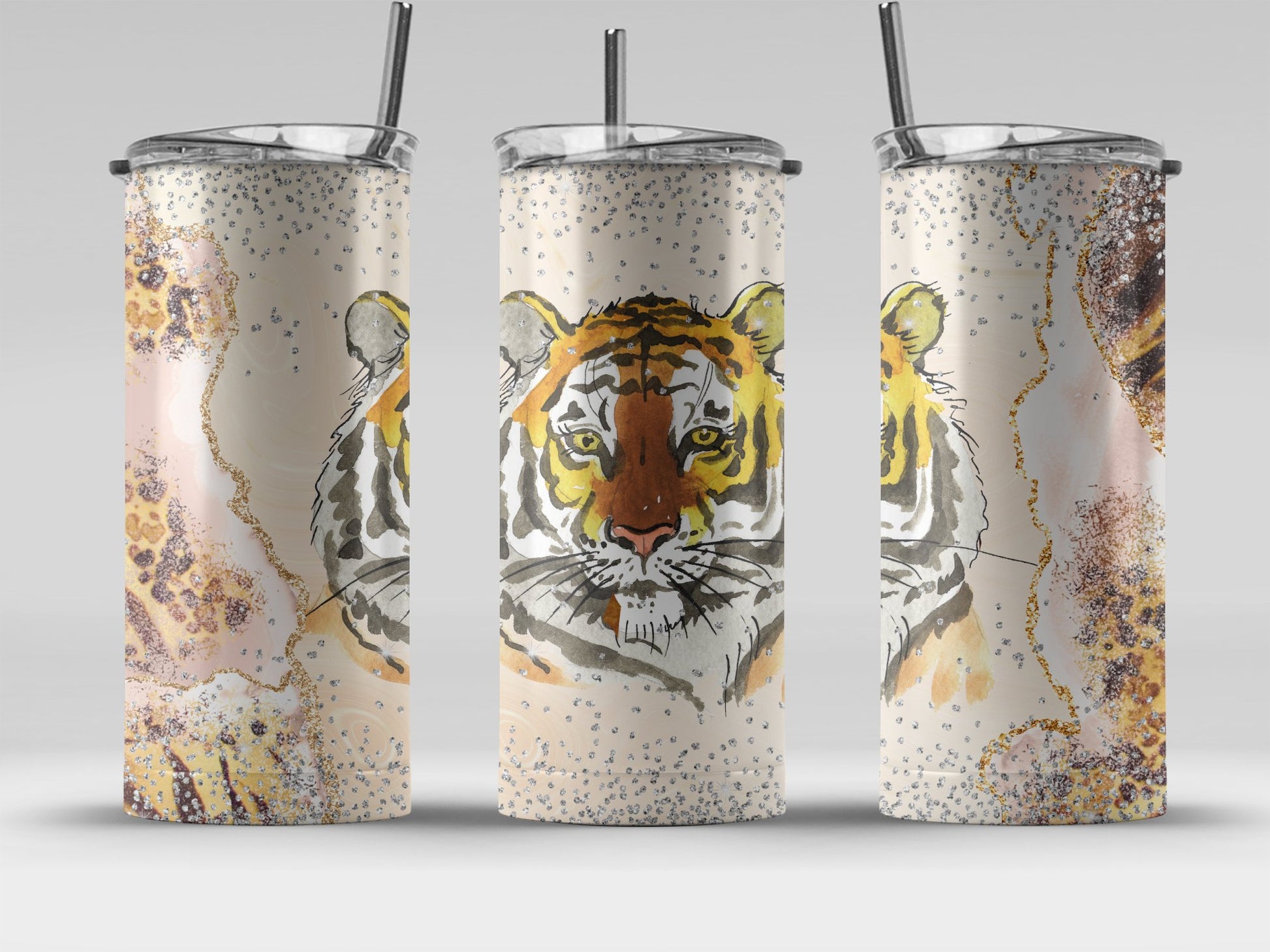 Elegant Tiger Design Stainless Steel Tumbler product