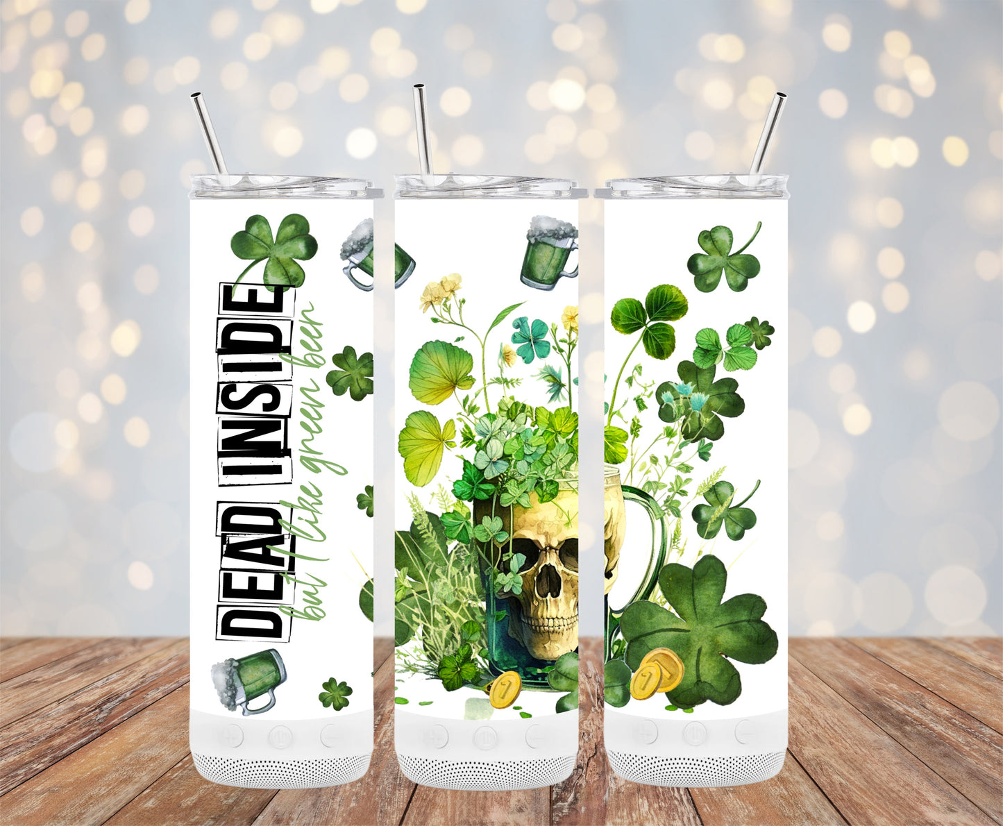 Dead Inside But Like Green Beer Themed Mug Tumbler