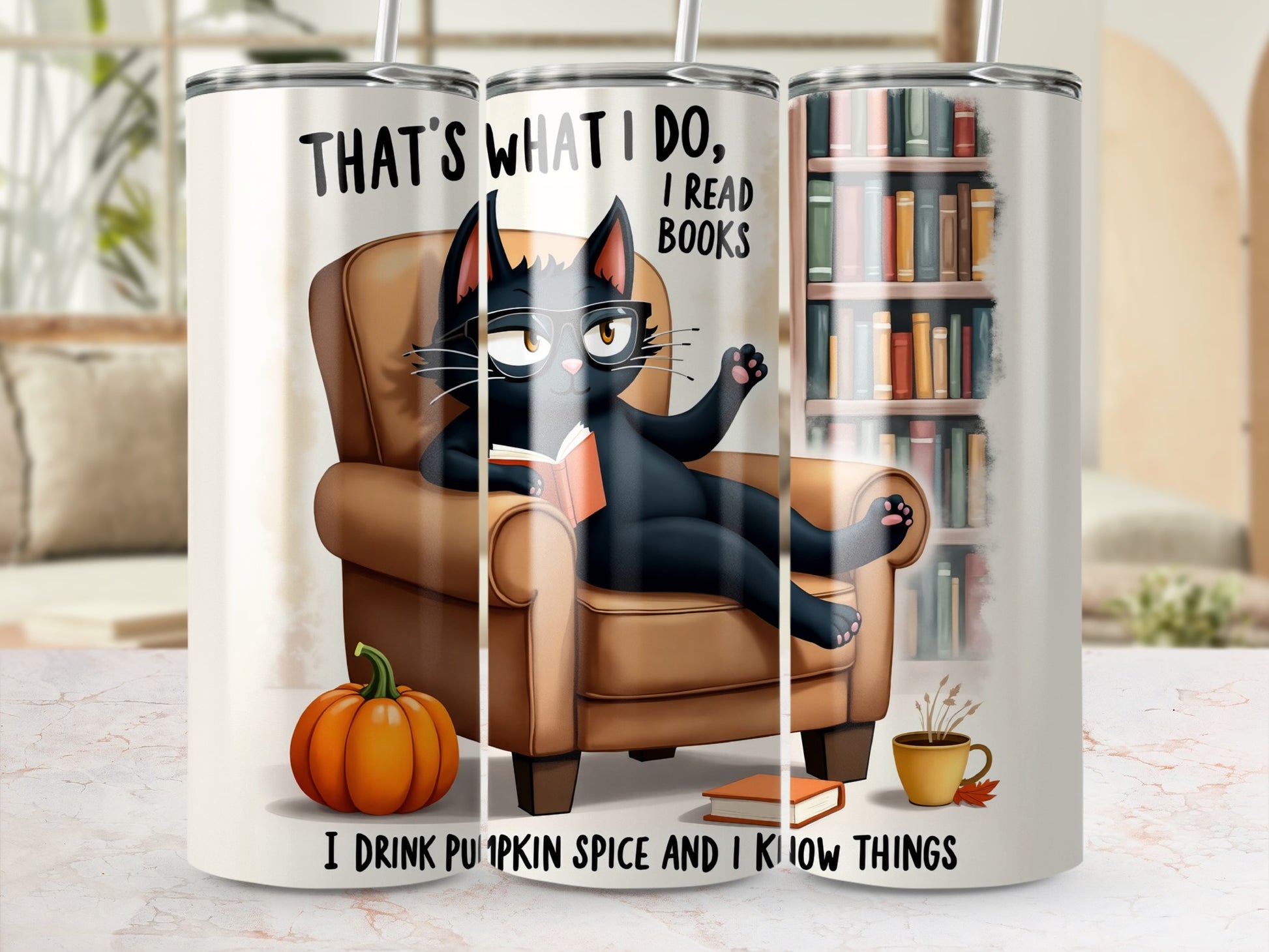 That's What I Do I Read Books Cat Themed Tumbler