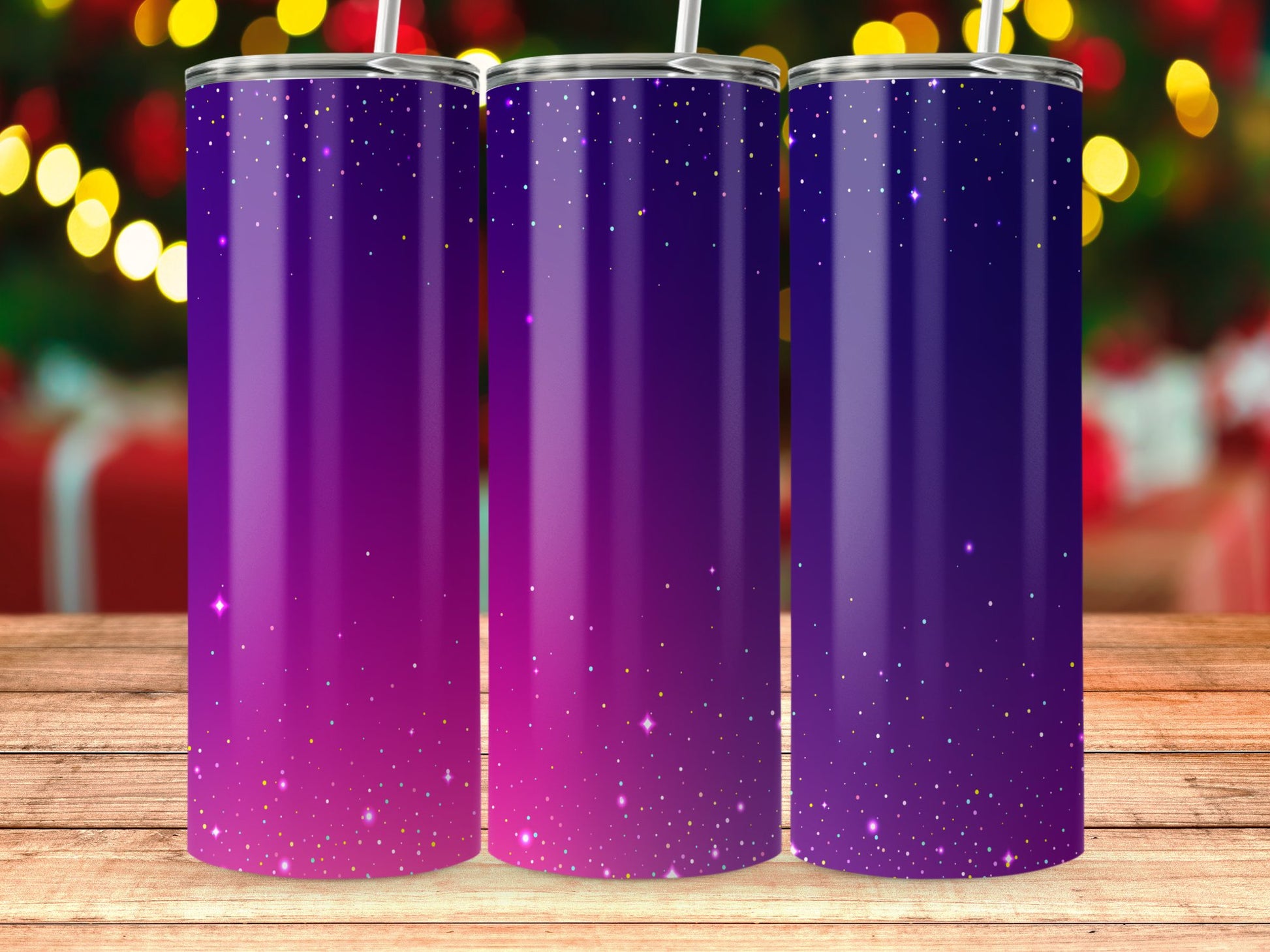 Sparkling Purple Gradient Tumbler perfect for festive product type