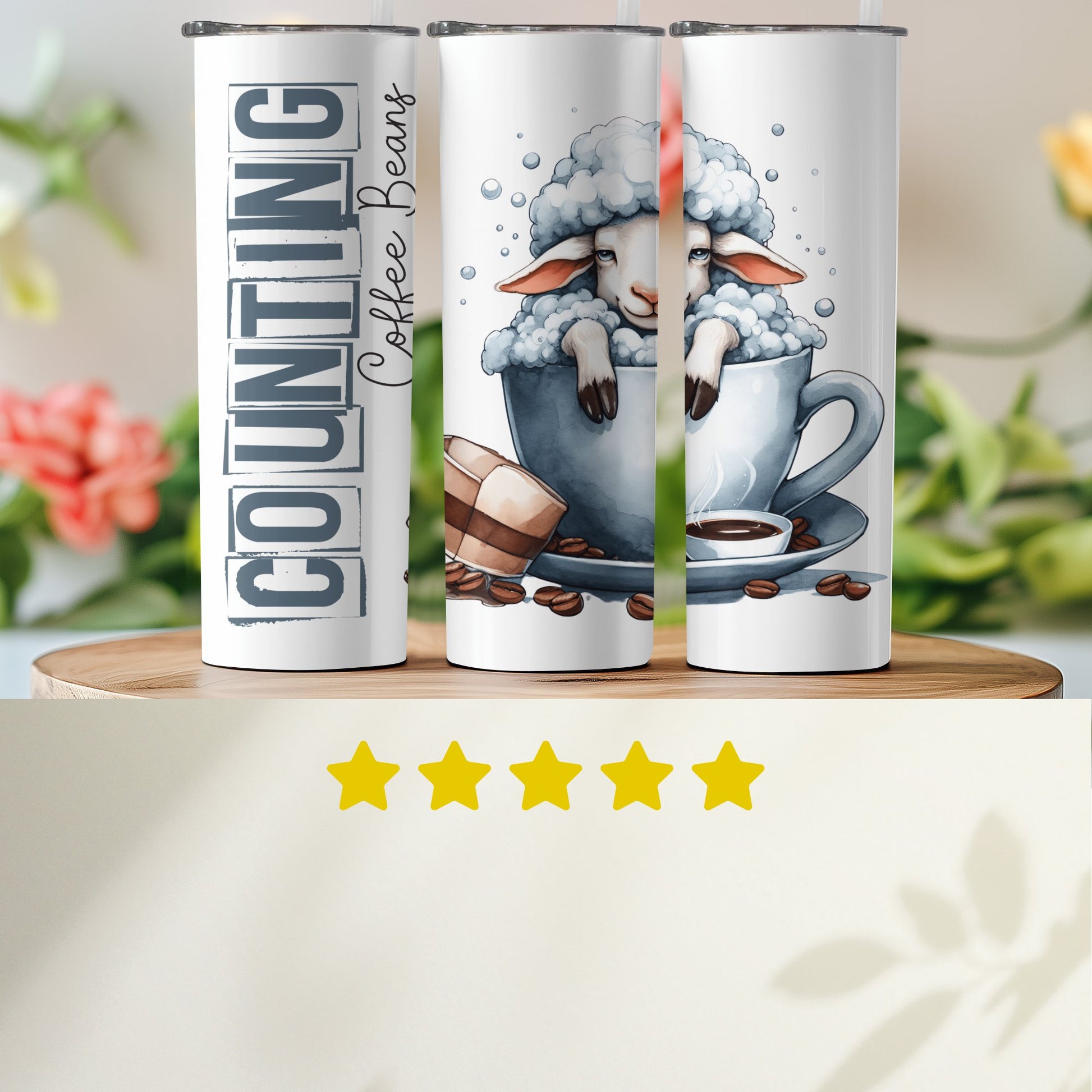 Counting Coffee Beans Sheep Themed Tumbler product
