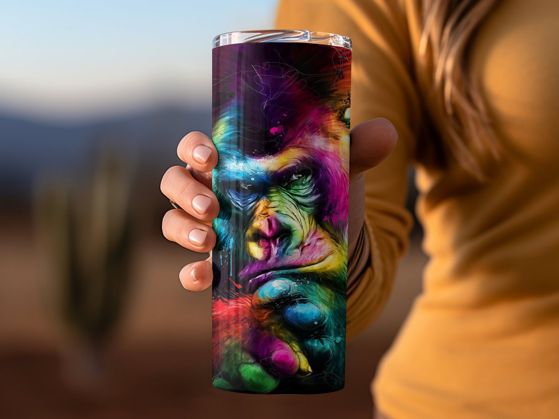 Vibrant Gorilla Art Colorful Insulated Tumbler product type