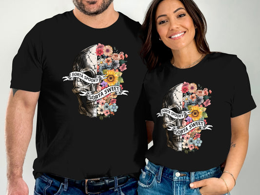 Sorta Spooky Sorta Sweet Skull Floral Graphic Shirt product
