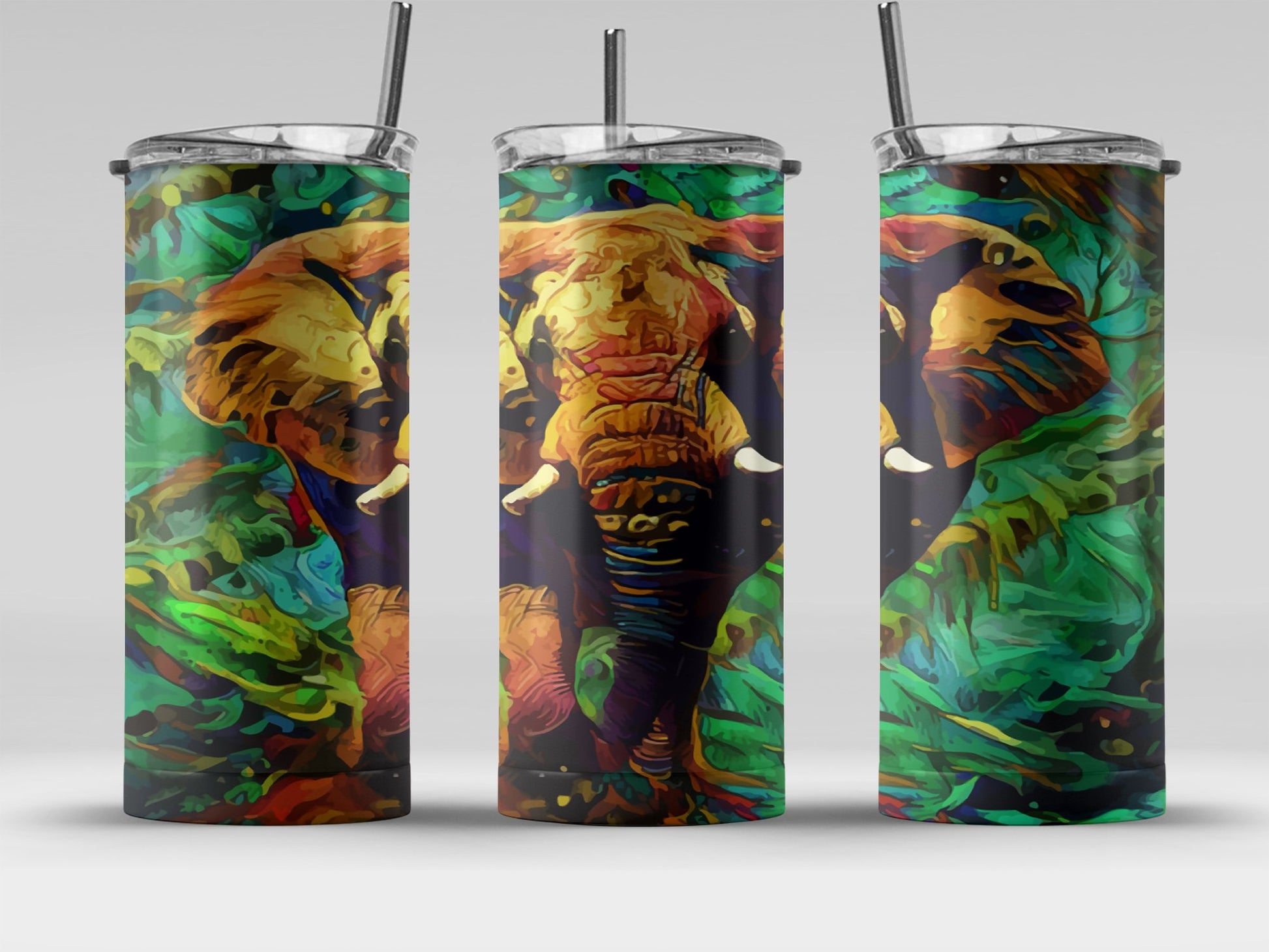 Colorful Elephant Art Design Stainless Tumbler product