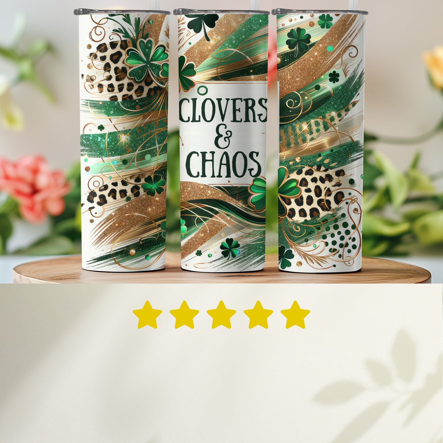 Clovers and Chaos Festive Stainless Steel Tumbler