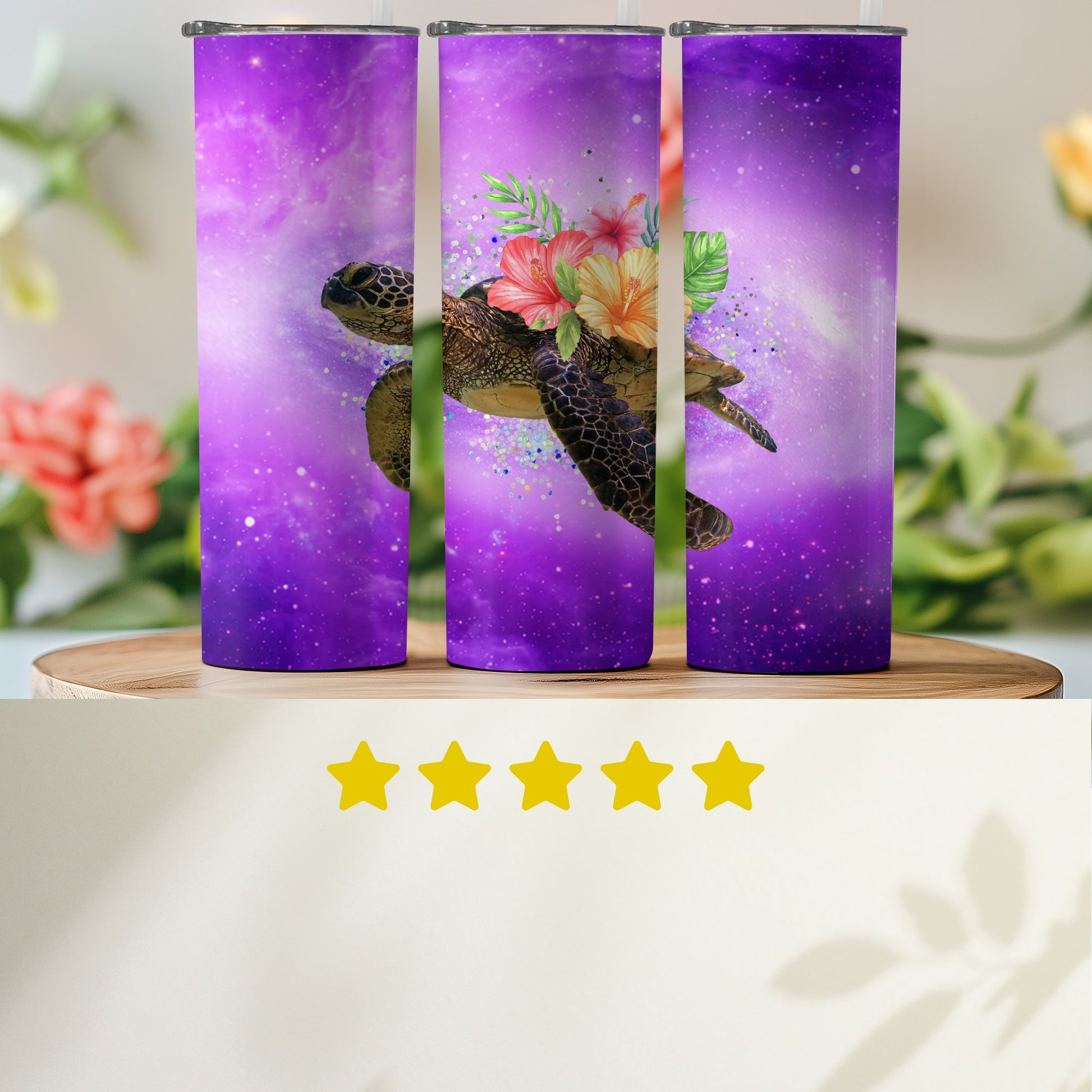 Sea Turtle With Floral Design Purple Tumbler product