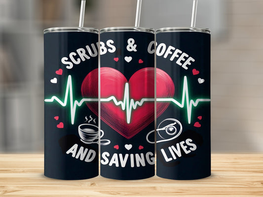 Scrubs & Coffee And Saving Lives Tumbler product type