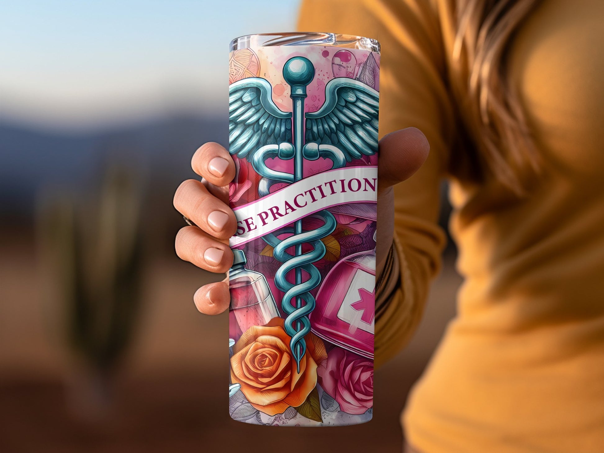 Nurse Practitioner Tumbler with Medical Symbols product