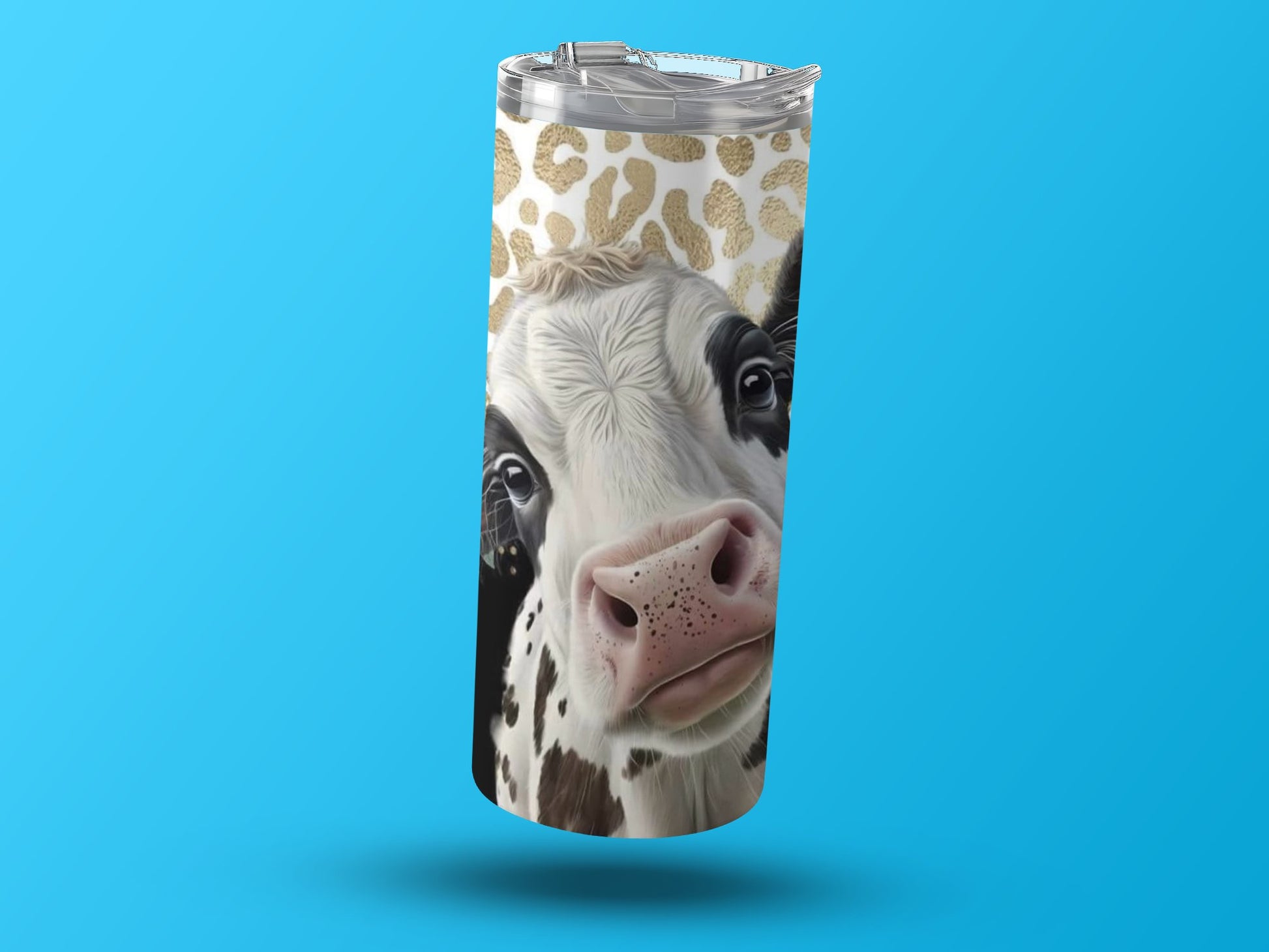 Fun Cow Design with Gold Accents Travel Mug Product Type
