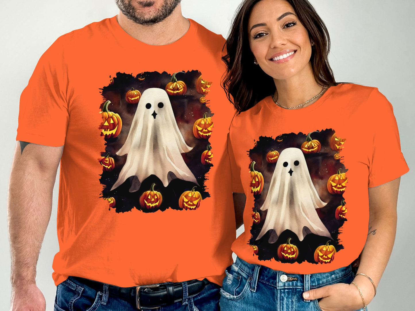 Halloween Ghost and Pumpkins Graphic Tee product
