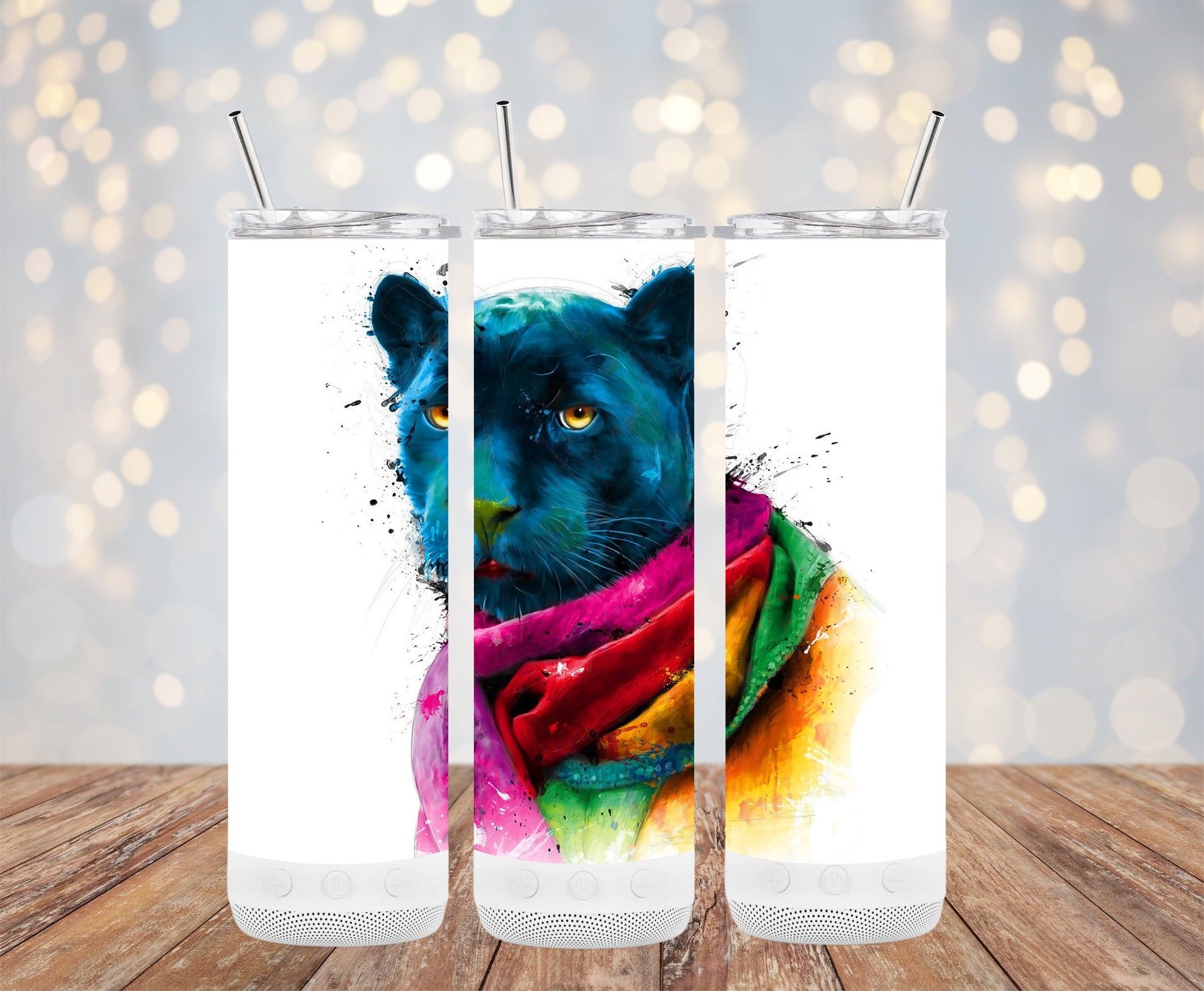 Colorful Panther Design Tumbler Stainless Steel Drinkware Product