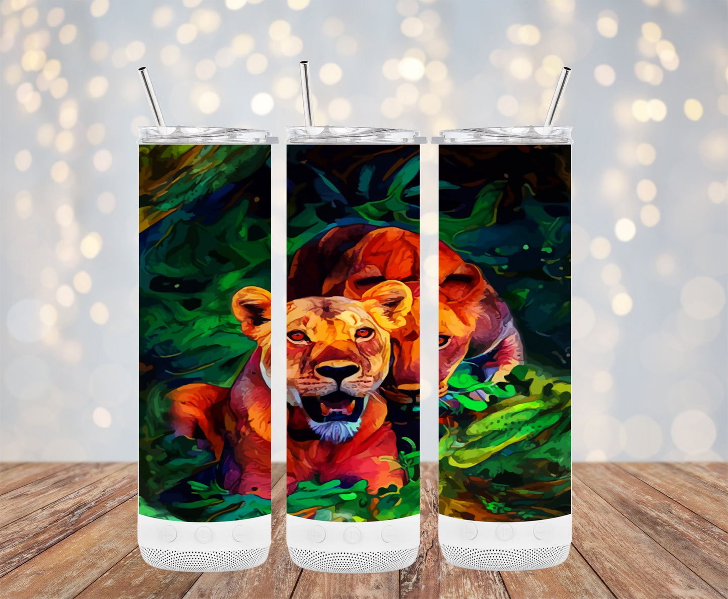 Vibrant Lion And Jungle Colorful Design Tumbler product