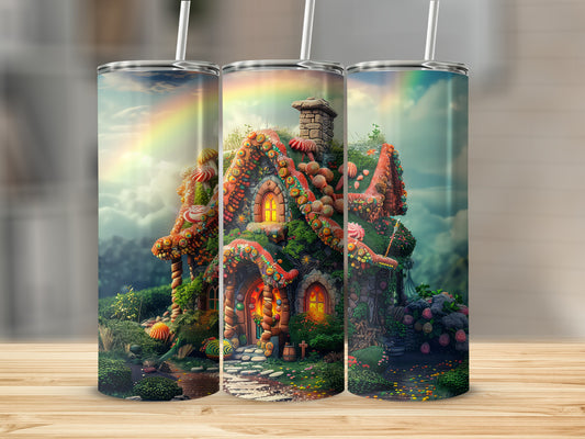 Enchanted Gingerbread Candy House Design Tumbler