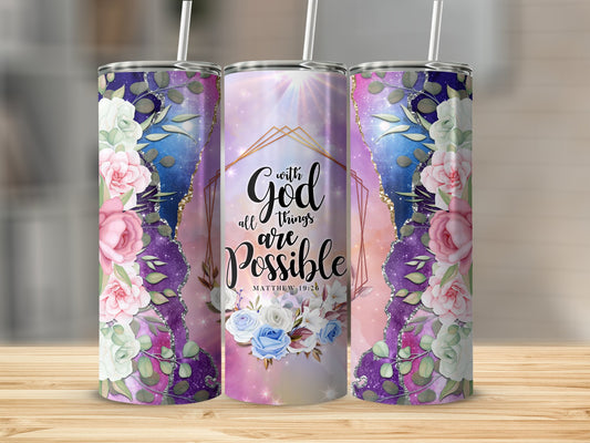 Beautiful Floral with Inspirational Quote Tumbler product