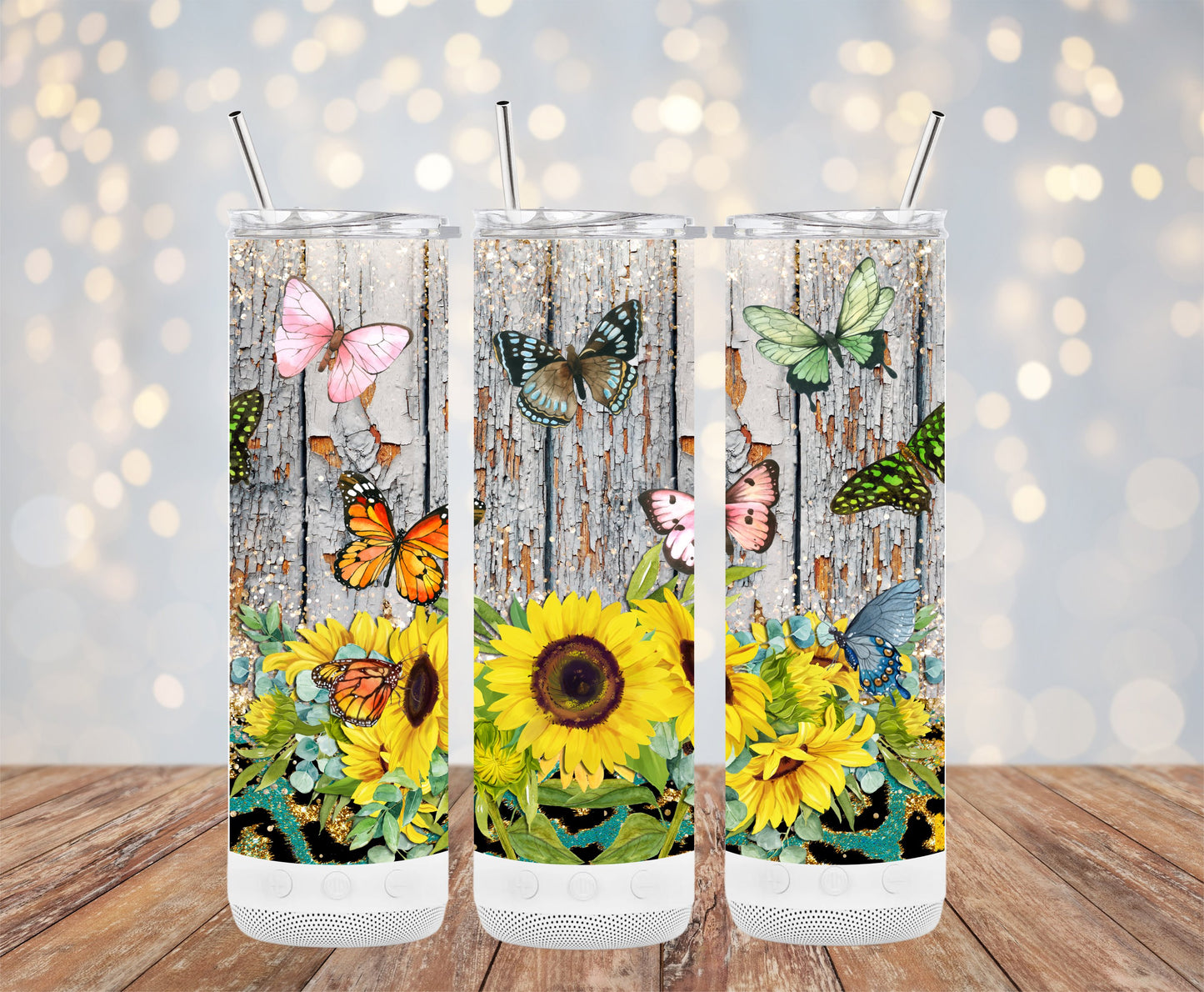 Butterfly and Sunflower Themed Insulated Tumbler product