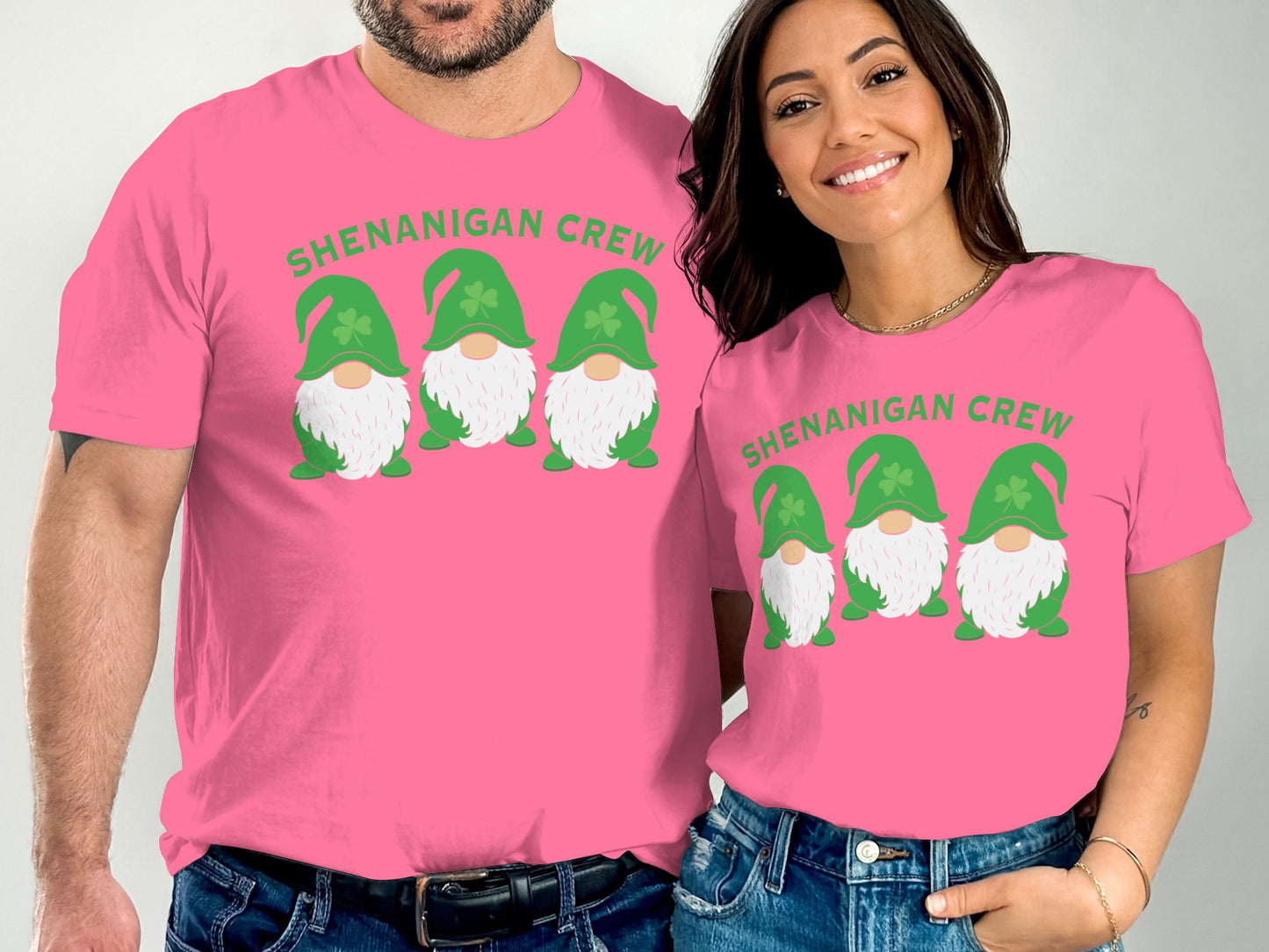Fun Shenanigan Crew Gnome Graphic Pink T-Shirt