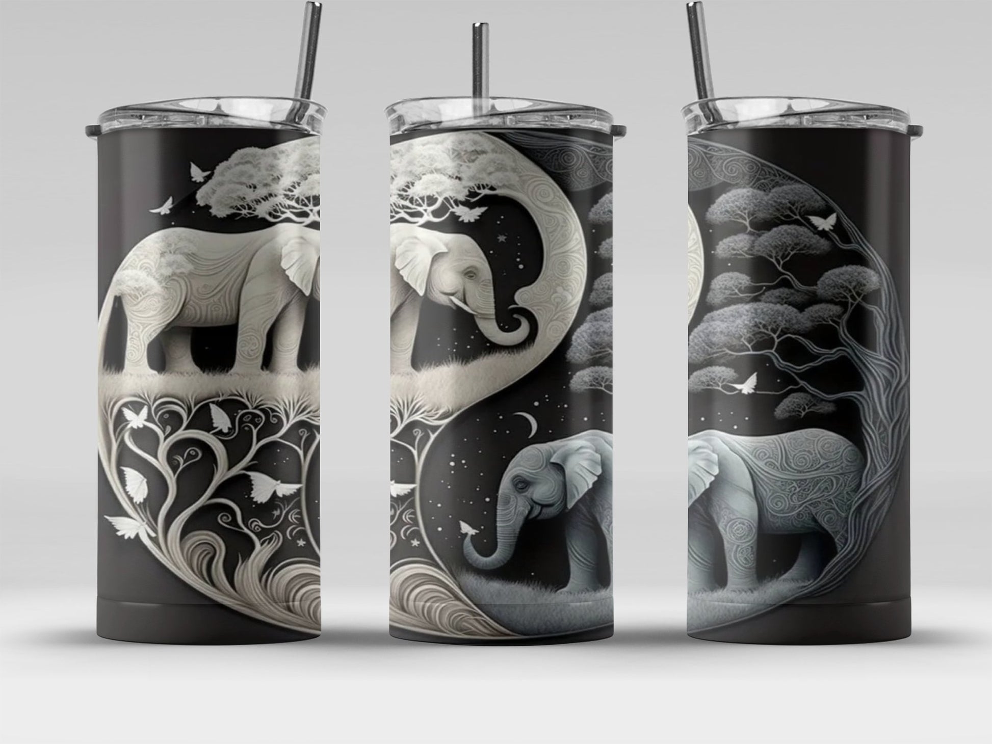 Artistic Elephant Tree Design Insulated Tumbler product