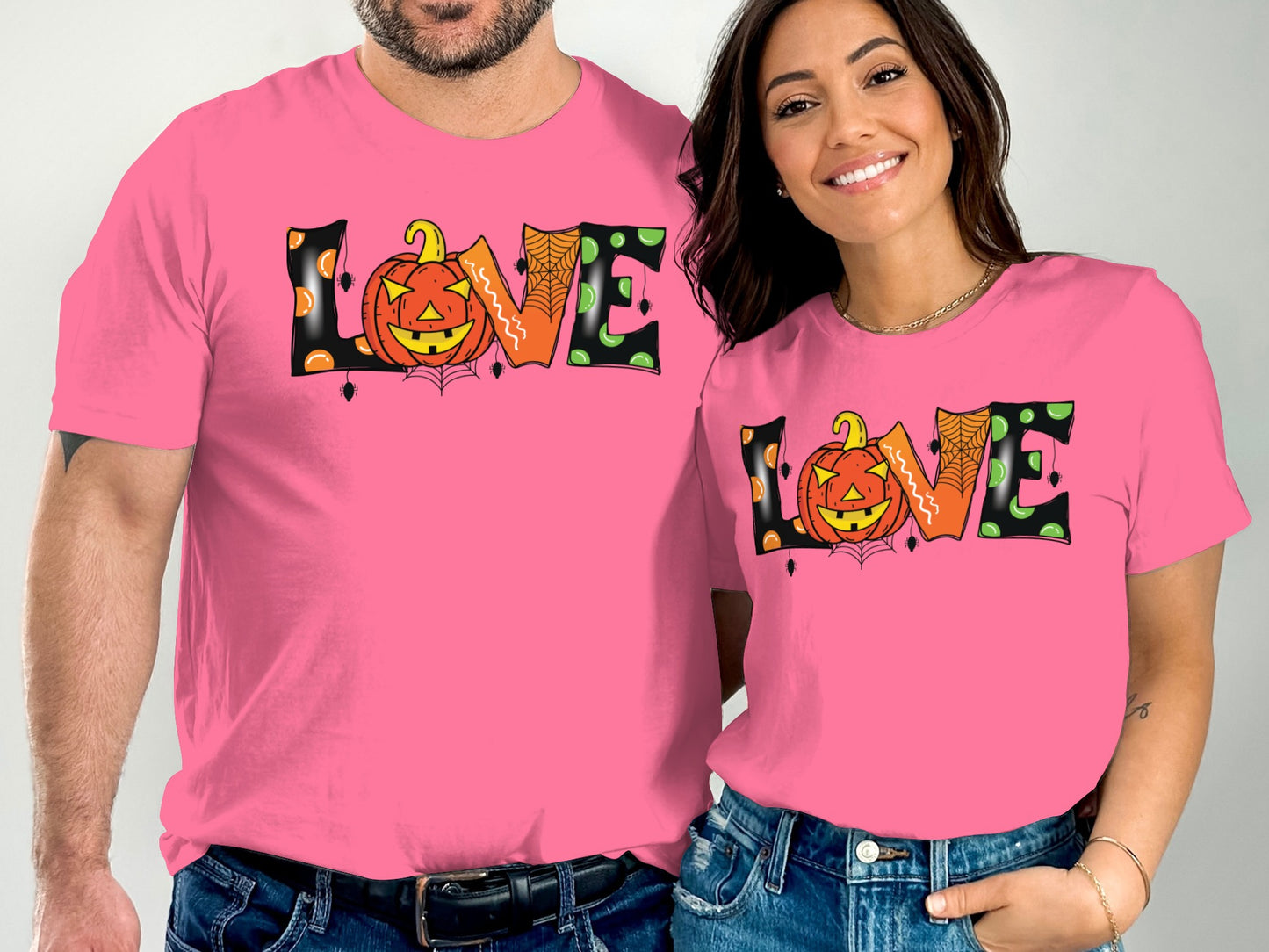 Halloween Love Pumpkin Graphic Pink T-Shirt product type