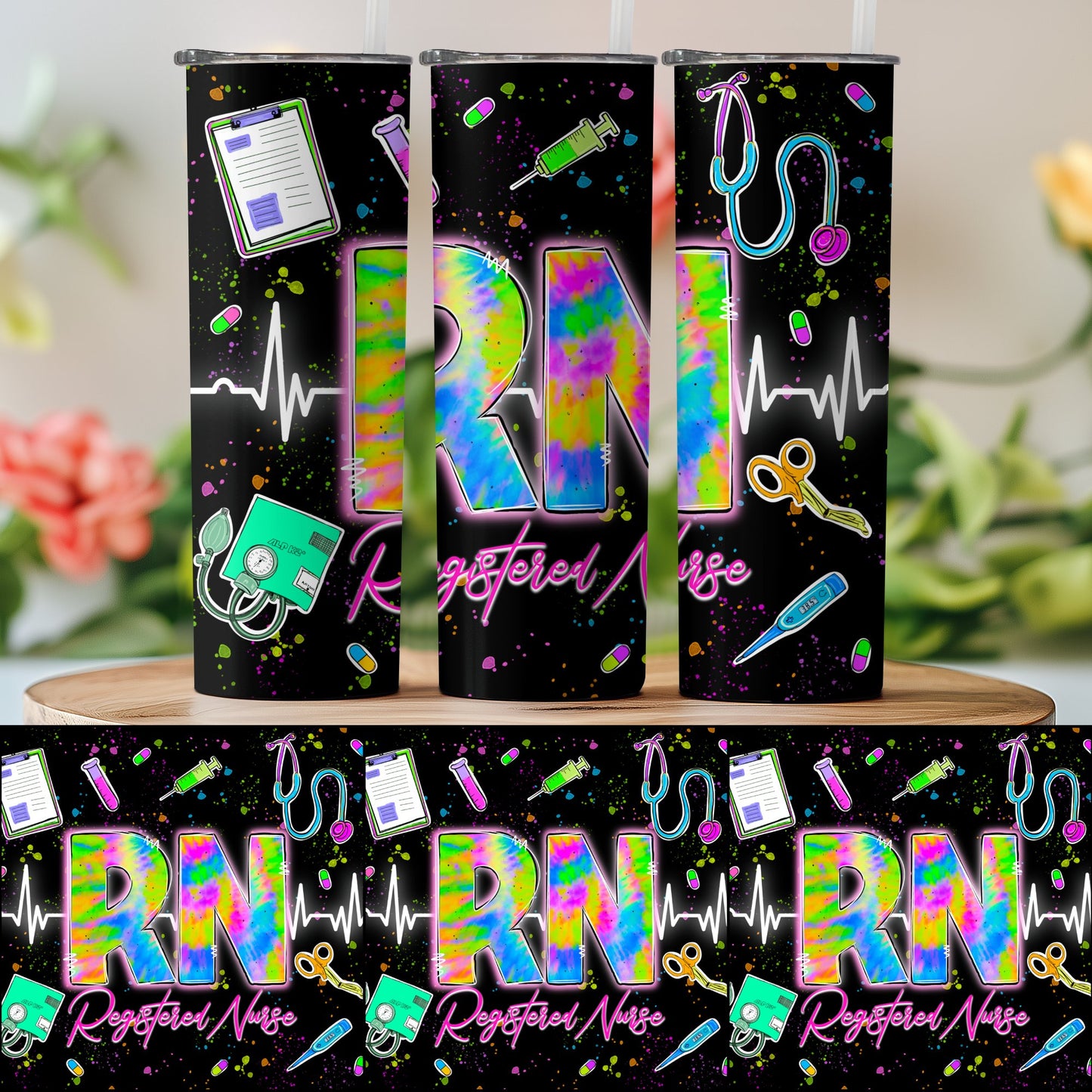 Colorful RN Registered Nurse Design Tumbler product