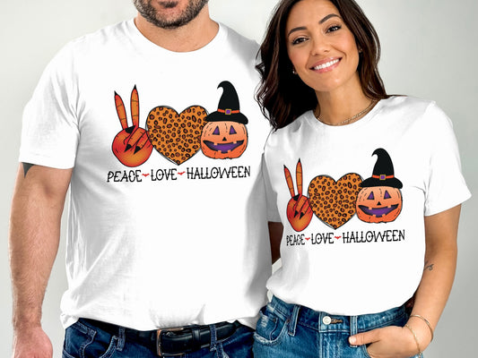 Peace Love Halloween Graphic Tee Shirt product type