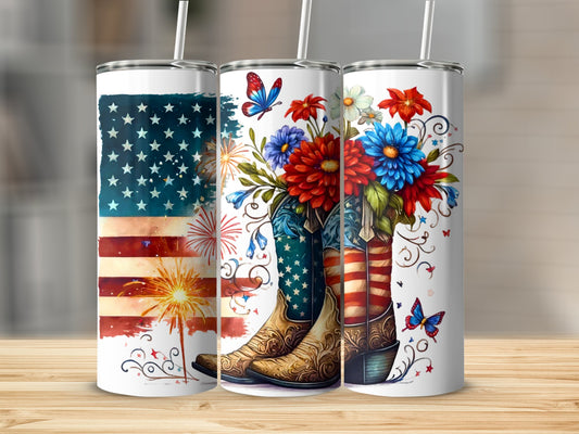 Patriotic Floral Boots Theme Insulated Tumbler product