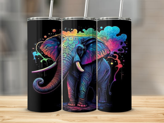 Vibrant Psychedelic Elephant Design Tumbler Product
