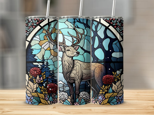 Stained Glass Deer Art Insulated Tumbler product