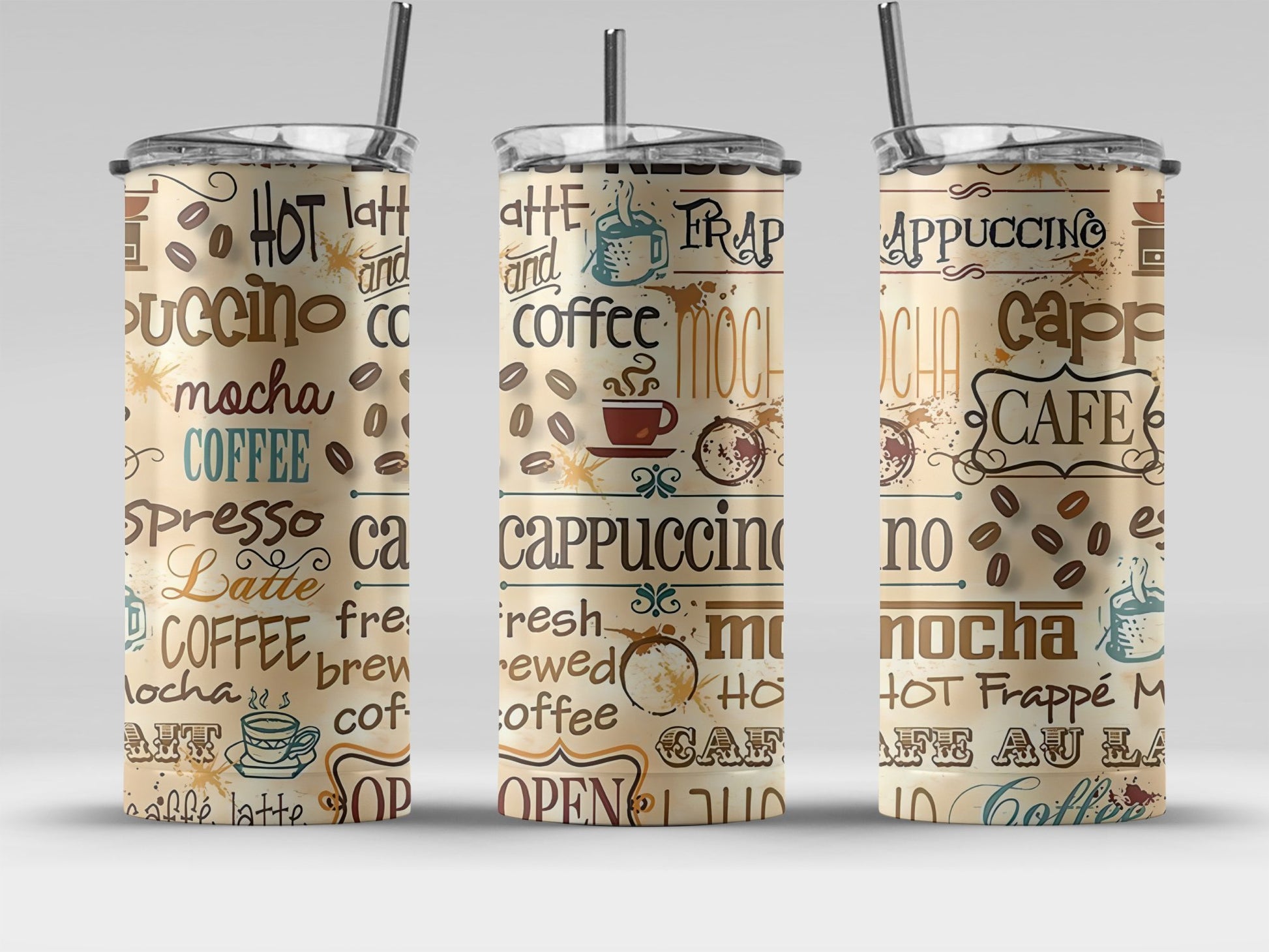 Coffee Themed Stainless Steel Tumbler product type