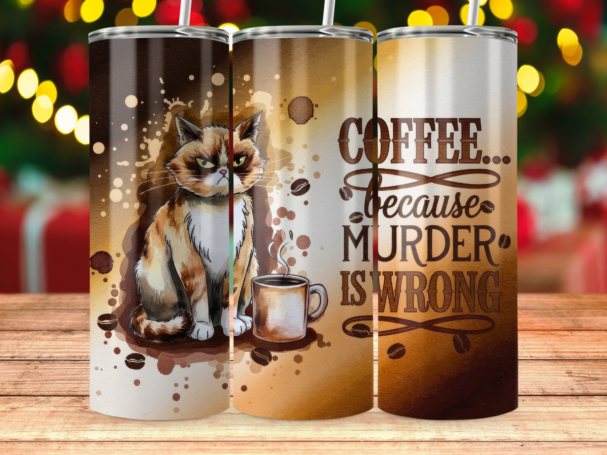 Coffee Cat Graphic Tumbler Cup for Hot Beverage product