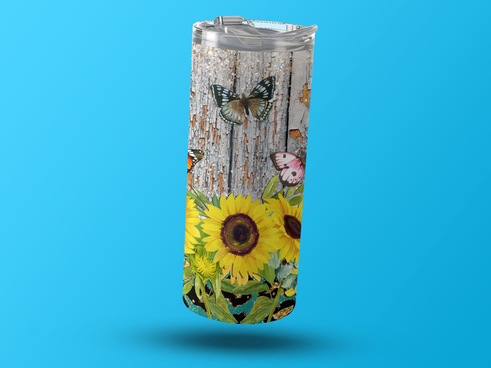 Sunflower and Butterfly Design Travel Mug product