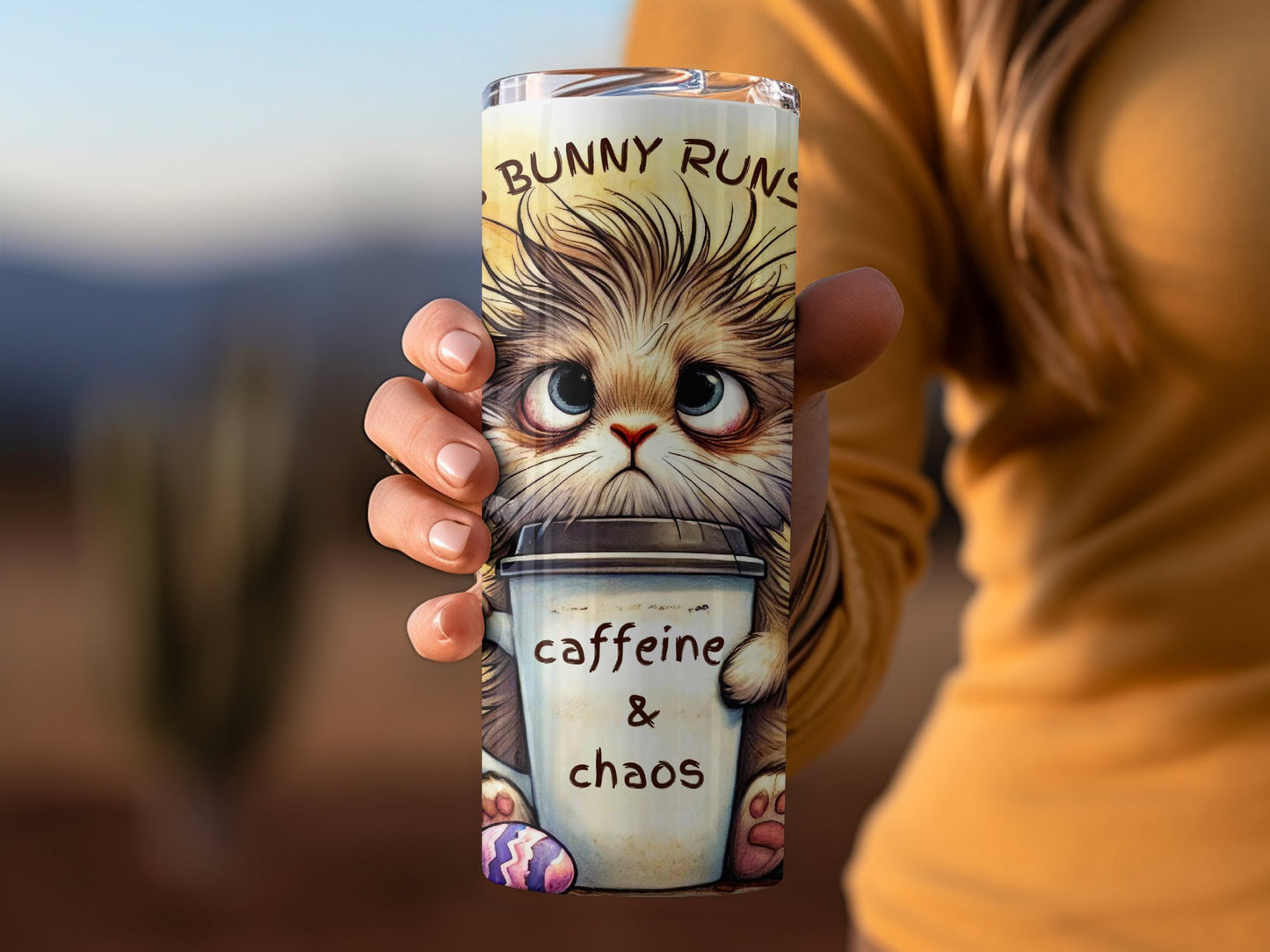 Cute Bunny Runs on Caffeine and Chaos Tumbler product type