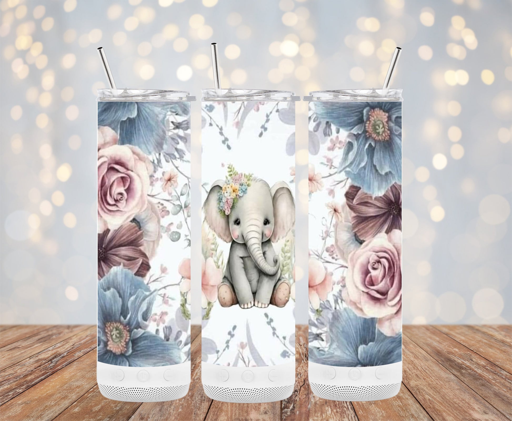 Cute Elephant Floral Design Tumbler product