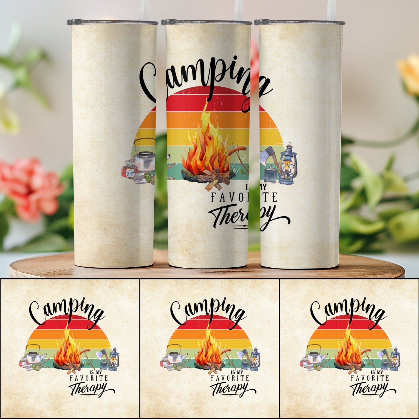 Camping My Favorite Therapy Durable Drinkware product