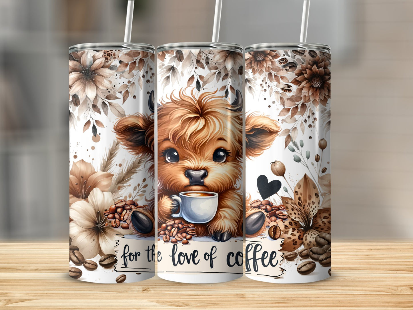 For The Love of Coffee Cute Animal Tumbler product