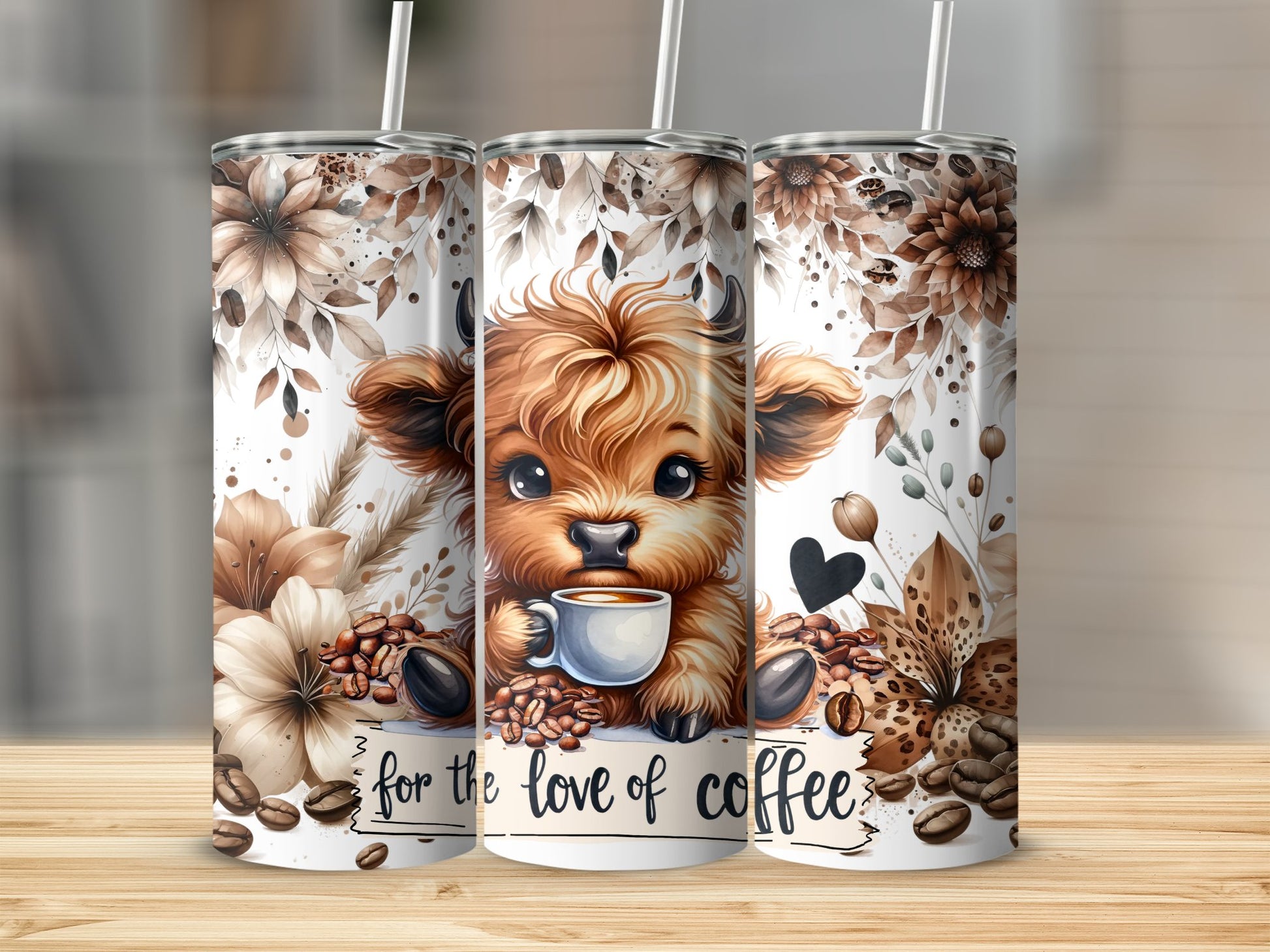For The Love of Coffee Cute Animal Tumbler product