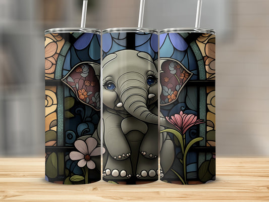 Stained Glass Art Elephant Design Tumbler product