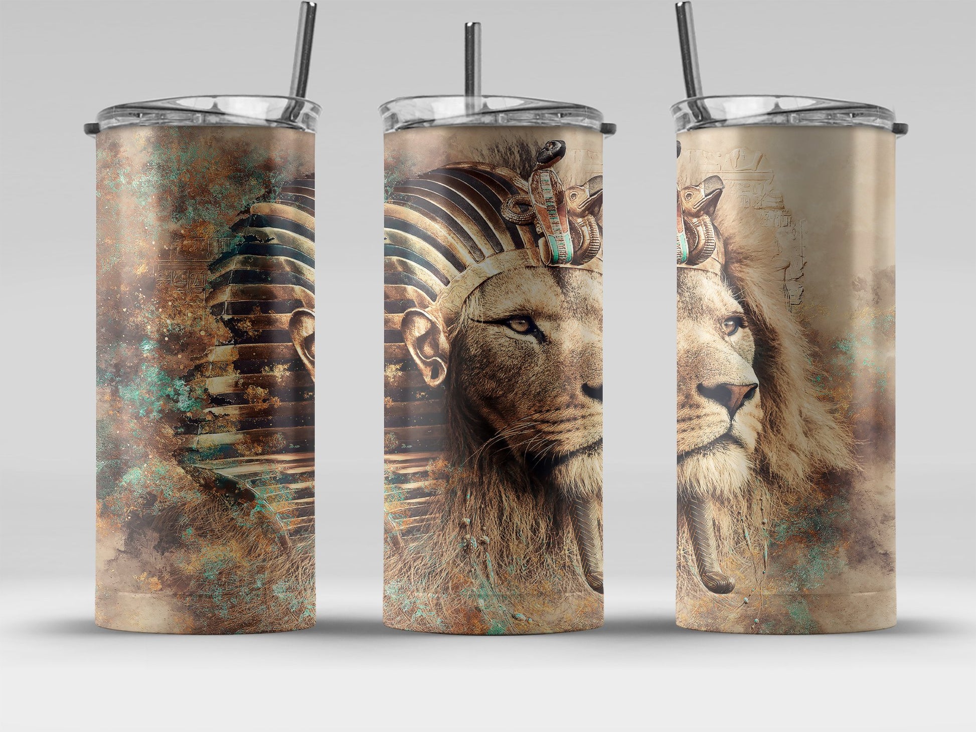 Majestic Pharaoh Lion Artwork on Tumbler product