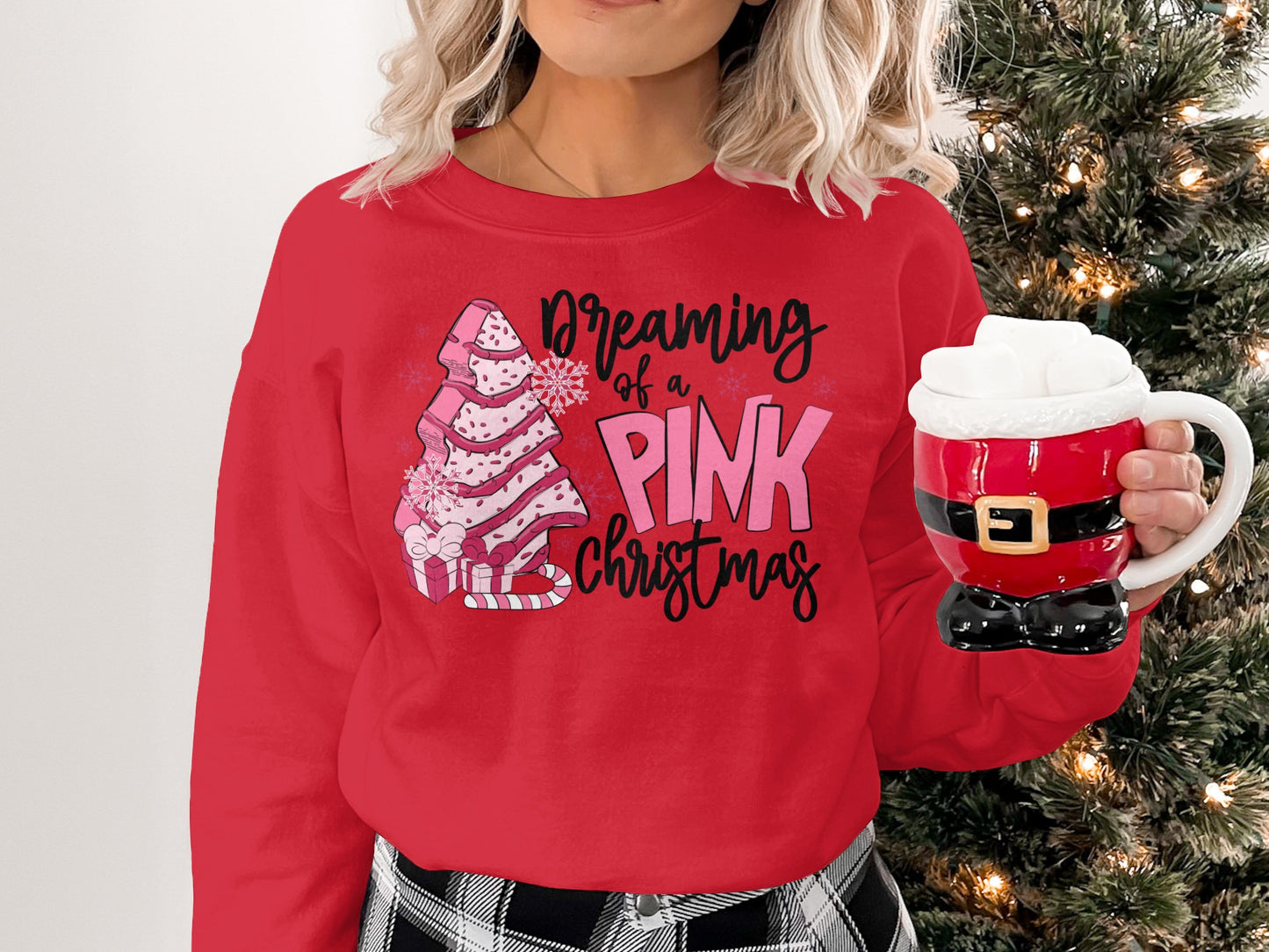 Dreaming of a Pink Christmas festive holiday sweatshirt