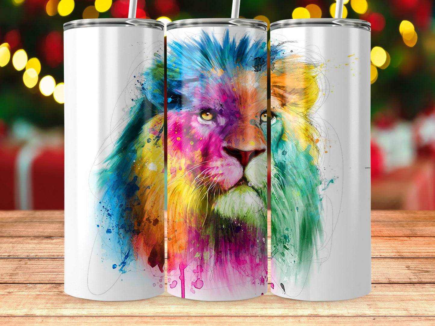 Vibrant Colorful Lion Art Insulated Drink Product